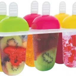 Plastic Reusable Popsicle Molds Ice Pop Makers Ice Pop Molds Kulfi Maker Mould, Candy Maker Plastic Popsicle Mold, Kids Ice Cream Tray Holder (6 Mould) Multicolor Plastic Ice Cube Tray-26