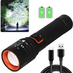 035 (ZOOMABLE METAL)5 Modes Flashlight, Super Bright Cree T6 LED Light TorchE Torch-11