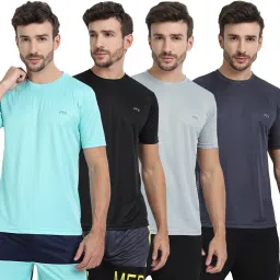 Pack of 4 Men Solid Round Neck Polyester Multicolor T-Shirt-picture-12