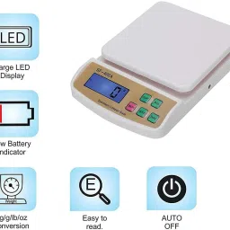 Siya Shine Electronic Digital 1Gram-10 Kg Weight Scale Lcd Kitchen Weight Scale Machine Measure for measuring fruits,shop,Food,Vegetable,vajan,offer,kata,weight machine Weighing Scale for grocery,kata,taraju,shop,computer kata,tarazu,jewellery,sabzi, Weighing scale (White) Weighing Scale image 2