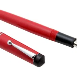 Aristocrat Acrylic Chrome Trims Flex Nib 3in1 Ink Filling System -Red Fountain Pen-13