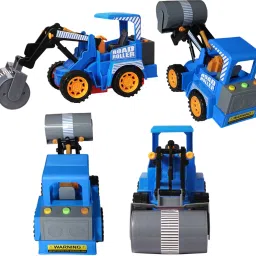 Musical Friction JCB Road Roller Toy For KIds With Light and Music - Blue-27