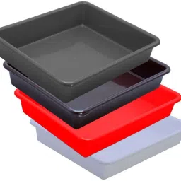 Plastic Prime Exel Small Tray, Set Of 4 pc, 2 Ltr, White Red Brown Grey Tray-image-58