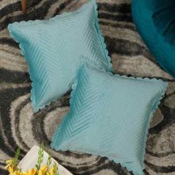 hosta homes Blue Velvet Abstract 16X16 Inches Cushion Covers (Pack of 2)-picture-19