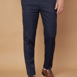 Men Slim Fit Dark Blue Viscose Rayon Trousers-17