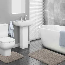 Taupe Solid 100% Polyester 27.5x19.6 Inches AntiSkid Bath Mat by Obsessions-picture-45