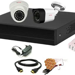 CP PLUS 4 Channal HD DVR 1080p 1Pcs,Outdoor Camera 2.4 MP 1Pcs,Indoor Camera 2.4 MP 1Pcs,combo set Security Camera-4