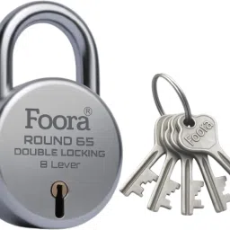Round 65mm Lock with 5 Keys Double Locking 8 Lever Door Gate Padlock Key Padlock-0