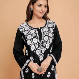 Women Embroidered Cotton Rayon Straight Kurta-image-13