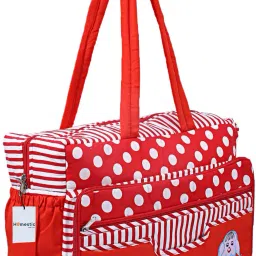 Cotton Multiuses Dot Print Mothers Bag For Traveling & Storing (Red) Mothers Bag-image-7