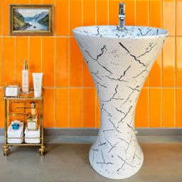 Pedestal Wash Basin – WhiteGreyFigure – 32 Inch Height – Glossy Finish Wash basin|pedestal basin|pedestal wash basin|basin| Pedestal Basin-image-62