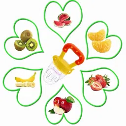 goodmunchkins Medium Fresh Food Nibbler Fruit Feeder Silicon Nipple Pacifier Color Green & Yellow Pack of 2 Teether and Feeder image 3