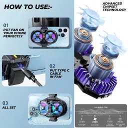 WRADER SL07 Mobile Cooler Fan for Gaming for Game Long Filming Cooling Pad image 4