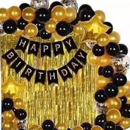 Solid Golden Black Birthday Decoration kit Items Combo for Boys, Girls, Wife, Husband Balloon-image-98