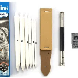 Artline Set of 6 Love-Art Sketch Pencils + Blending/Smudging Stumps Set of 6 (Size 1 to 6) + Sand Paper Pencil/Stump Sharpener + One Kneadable Eraser for Graphite and Charcoal Pencils + One 13cm Pencil Extender-image-60