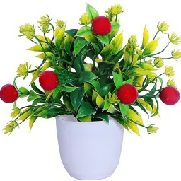 risempire Artificial Plant For Home/Office Table Decoration or Gift ( Pack of 2, 7inch) Bonsai Wild Artificial Plant with Pot image 2
