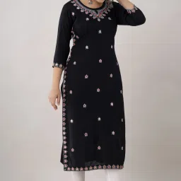 Women Embroidered Viscose Rayon Straight Kurta-image-41