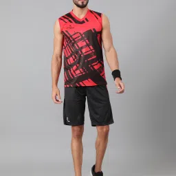 Sports Basketball Dress Printed Men Red, Black Swimsuit-2