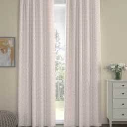 Pink Polyester Abstract 9ft Semisheer Eyelet (2 pc) Long Door Curtains by ROSARAHOME-picture-15