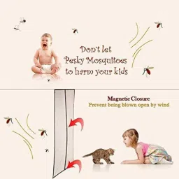 lifekrafts Magnetic Mosquito Net Door Net Screen Curtain, 210cm Height x 120cm width -Beige Colour. Insect Net image 2