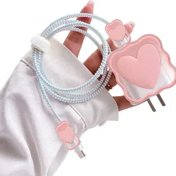 Oncraves Charger Case for phone 18W - 20W / Cute 3D Heart Design Cable Protector-image-15
