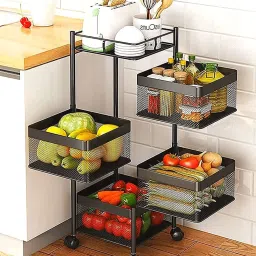 4 Layer Kitchen Trolley Rack Square Design for Fruits, Vegetable and Utensil Iron Kitchen Trolley-27