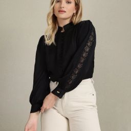 Women Regular Fit Solid Mandarin Collar Casual Shirt-image-3