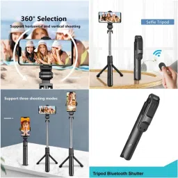 BUFONA Multi-Function Bluetooth Selfie Stick with Remote Shutter Tripod Stand+Carry Bag Single Gimbal for Mobile image 3