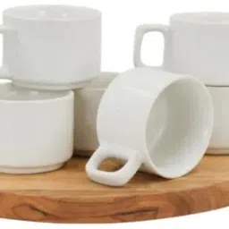 Pack of 6 Ceramic Premium White Hotel-Style Ceramic Coffee Cups-16