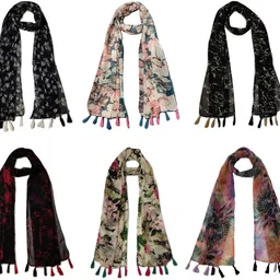 stolevilla Printed Chiffon Women Multicolor Scarf, Stole, Fancy Scarf-picture-1