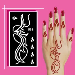 Classic Flower Vibe Mehndi Stencil Sticker With Smooth Finish-image-53