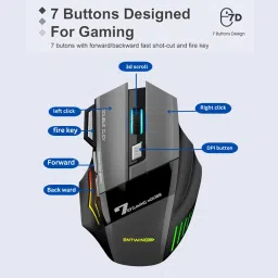 ENTWINO GW-X7- GREY WIRELSS GAMING MOUSE Wireless Right Handed Optical Gaming Mouse with Bluetooth image 4