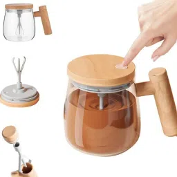 Self Stirring Electric Automatic Mixing Coffee Cup With Lid for Various Purposes Glass Coffee Mug-image-77