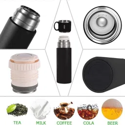 rapid Vacuum Insulated Flask Set 3-Cups set for Hot & Cold Drink Set [Upto 12-Hours] 500 ml Flask image 2