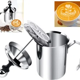 Stainless Steel Milk Frother Coffee Frother 4 Cups Coffee Maker-image-62