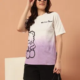the dry state Women Printed Round Neck Pure Cotton White T-Shirt-picture-19
