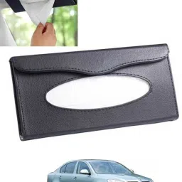 Black Leatherite Rectangle Shape Fancy Design Tissue Dispencer For Car-90 Vehicle Tissue Dispenser-30