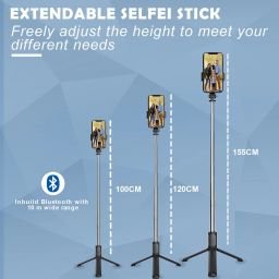 BSVR Perfect Design Selfie Stick with Light, Multi Purpose Use Bluetooth Remote_BS95 Bluetooth Selfie Stick image 4