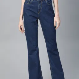 Women Boot-Leg High Rise Dark Blue Jeans-image-67