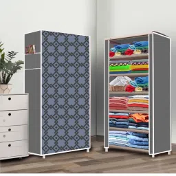 6 Shelf Foldable Collapsible Wardrobe Storage Organizer Almirah Cloth Rack PP Collapsible Wardrobe-13