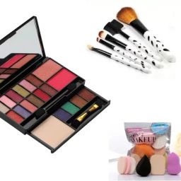 Fashion Changer Makeup Kit+5 Piece Makeup Brushes+6 Piece Sponges+Eyeliner Black-14