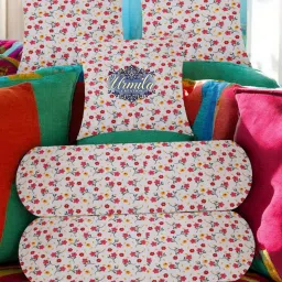 2 Bolster 3 Cushion Microfibre Floral Bolster Pack of 5-73