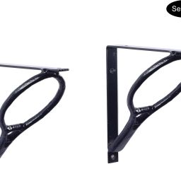 Wall Mounting Heavy Duty L-Shape Sports Theme Shelf Brackets for Home Garden Store Garage, Set of 2 (Black) 19 cm x 10 cm Shelf Bracket-23