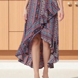 Women Abstract A-line Multicolor Skirt-image-89