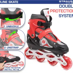 strauss Adjustable Inline Skates (Vortex) | Skating Shoes | PU 4 Wheels with Light | In-line Skates - Size UK (12.5C-2.5) UK image 3