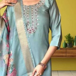 Women Cotton Rayon Ethnic Top Churidar Dupatta Set-image-48