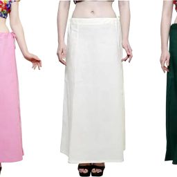 First Trend Fashions Women saree inskirt Baby Pink white Mugiya Combo Pack3 Waist46 ladies underskirt Pure Cotton Petticoat-image-11