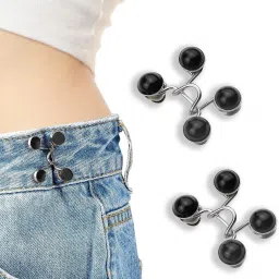 Pearl Black Jeans Button Pins Adjustable Waist Buckle No Sew Required Instant Metal Buttons-image-20