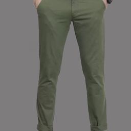 fubar Men Slim Fit Green Cotton Blend Trousers-picture-27