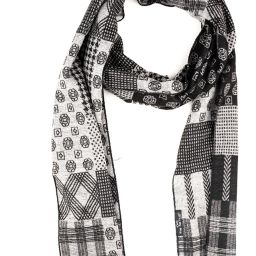 Geometric Print Wool Blend Men Black Scarf-8